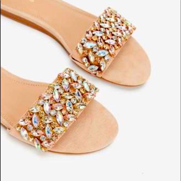 jewel embellished slide sandals